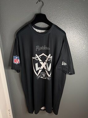NFL New Era Black Raiders LXV Graphic Tee with White Logo
